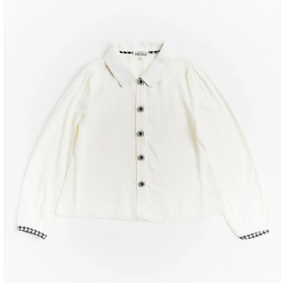 NEW Finding Foxtale Girl Classic Button Blouse Size 5 Ivory Houndstooth Chic $39 - Picture 2 of 9